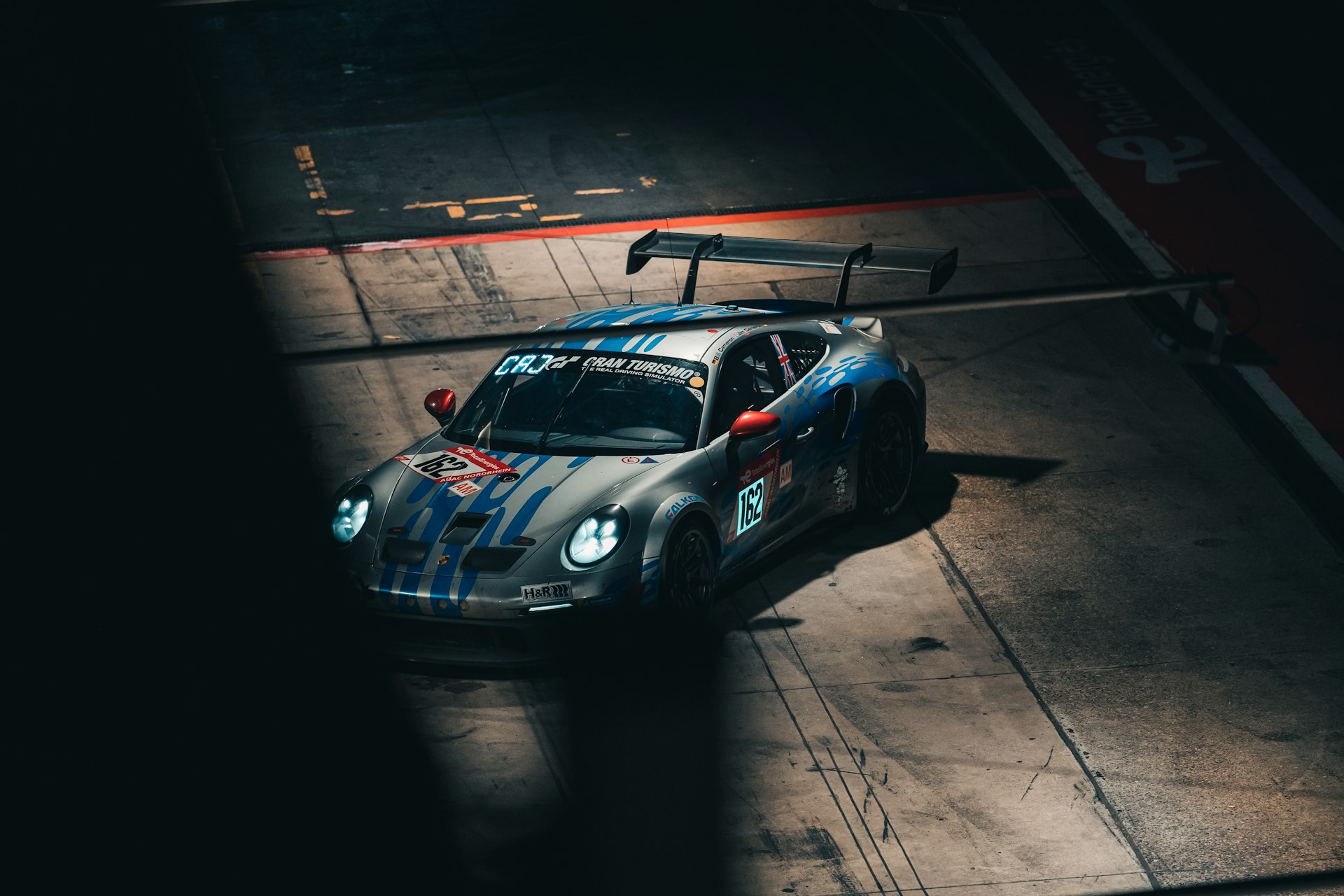 Porsche GT3 on track at night